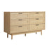 Chest of 6 Drawers Lowboy Cabinet Bedroom Storage Rattan Wood